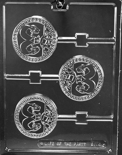 Dueling Football Helmets Lolly Chocolate Mold - LPS116