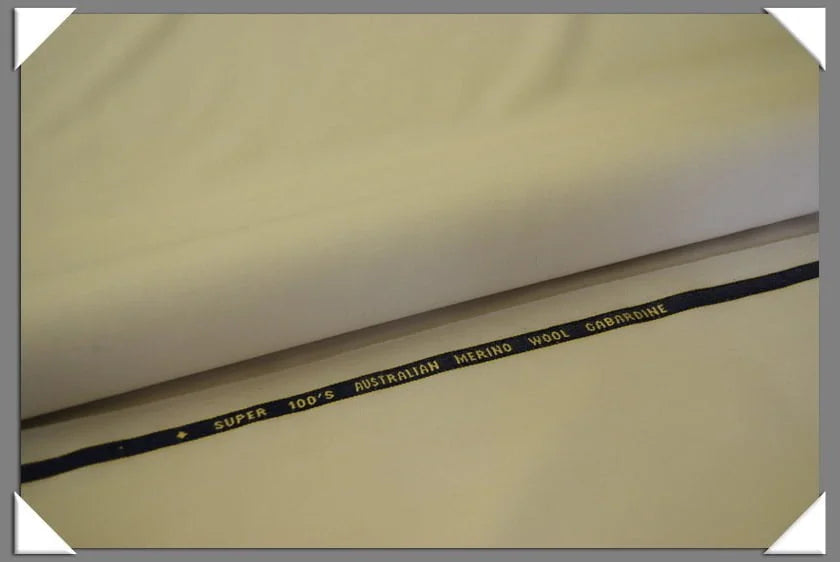 1 Yard Off White Super 100s Merino Wool Fabric, Soft Suiting Material 58/60 Inches Wide