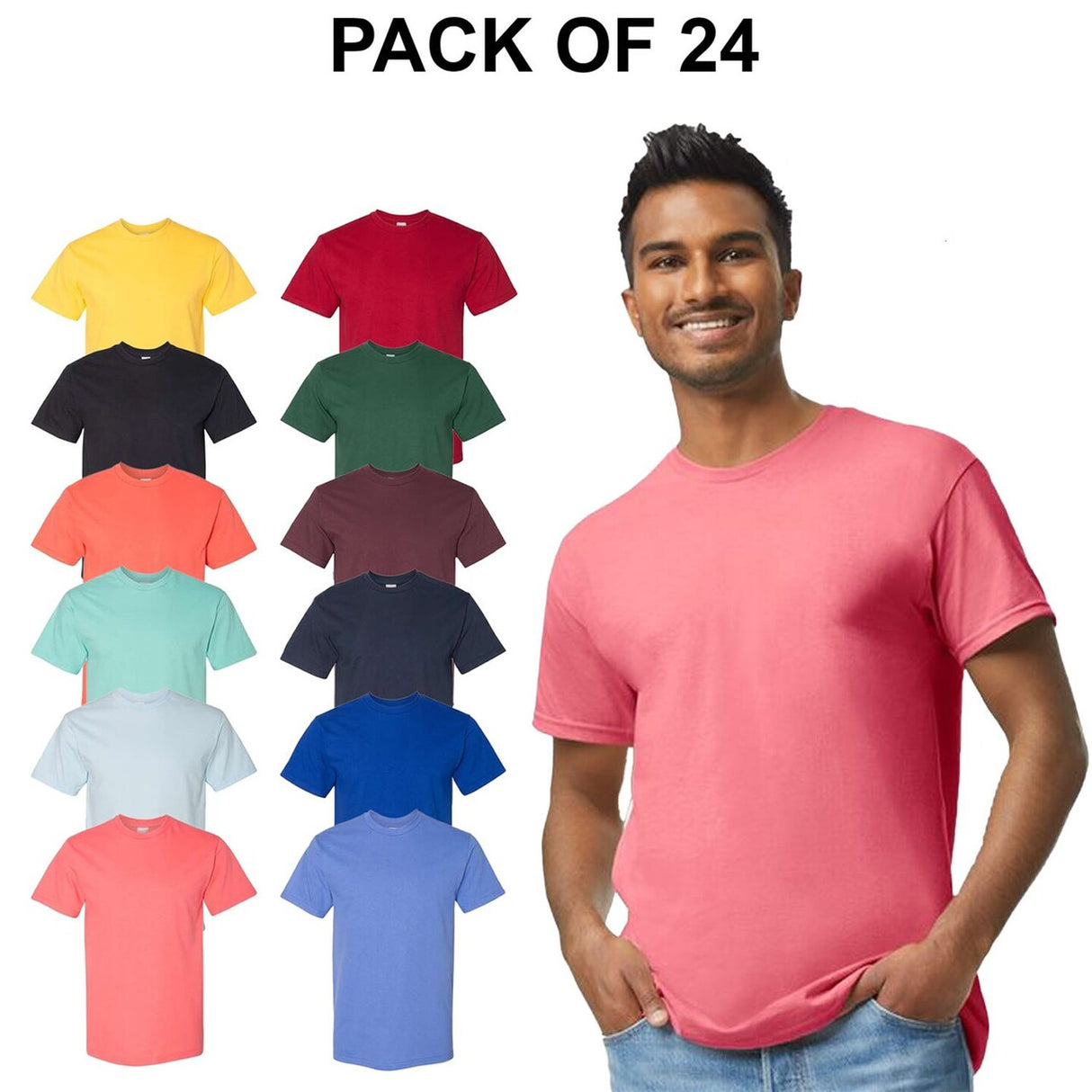Pack: 24 Gold Soft Touch Short Sleeve Crewneck T-Shirt