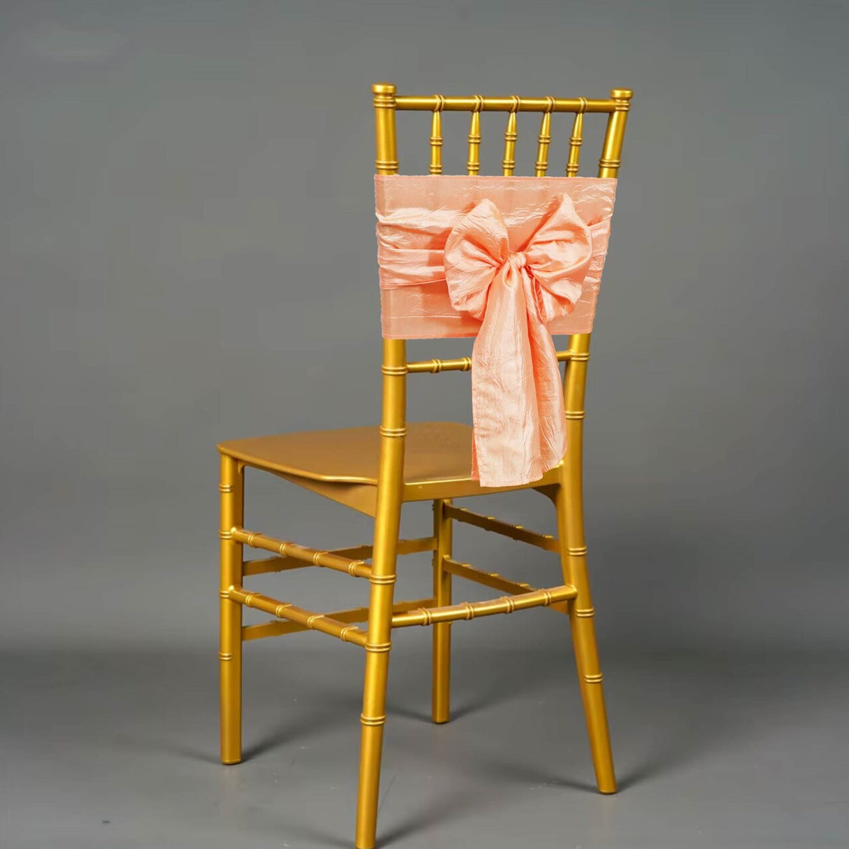 10 Pieces Apricot or Peach Crushed Taffeta Chair Bands 9.5"x108" Elegant Sashes