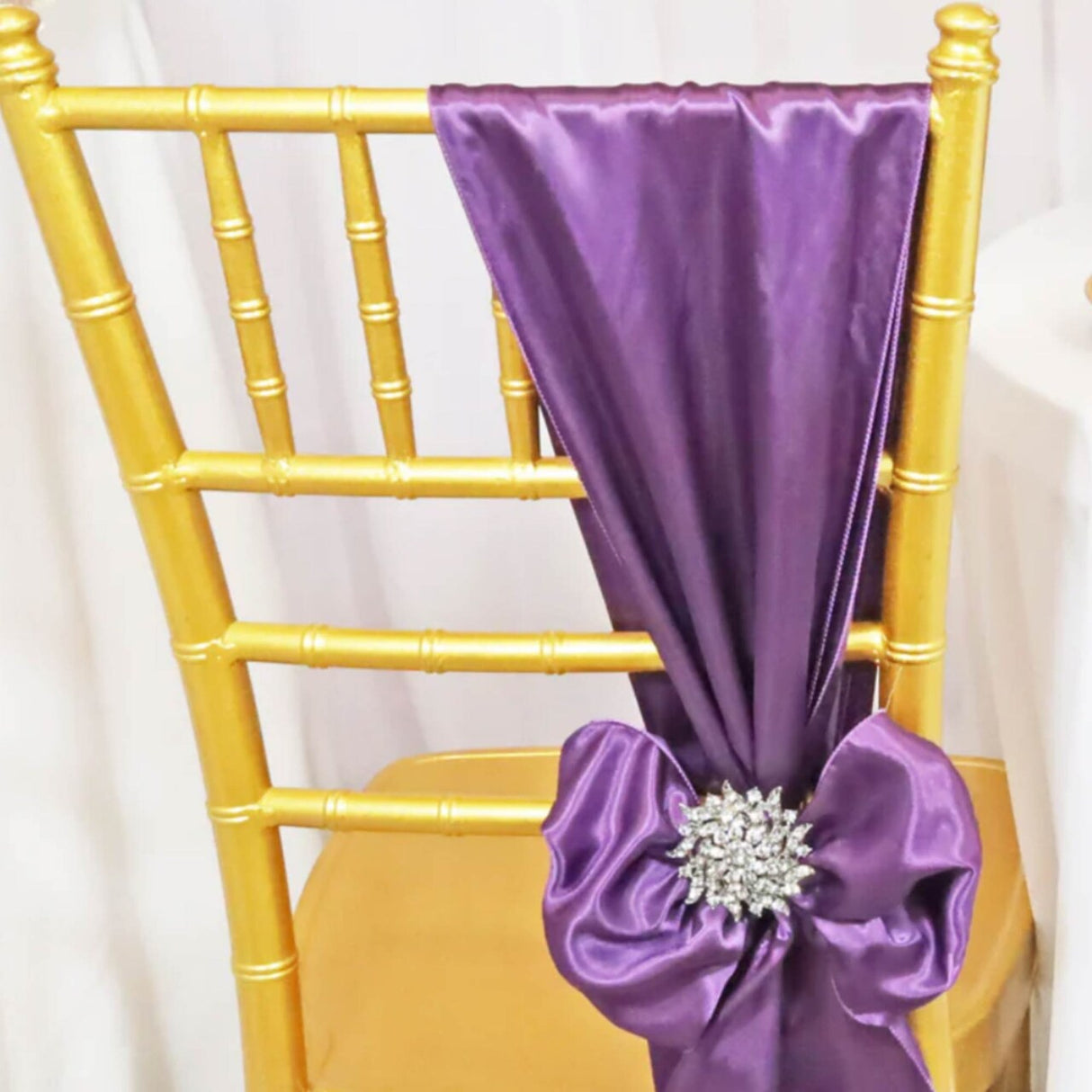 10 Pieces Wisteria Satin Chair Bands, 8"x108" Smooth Elegant Event Sashes