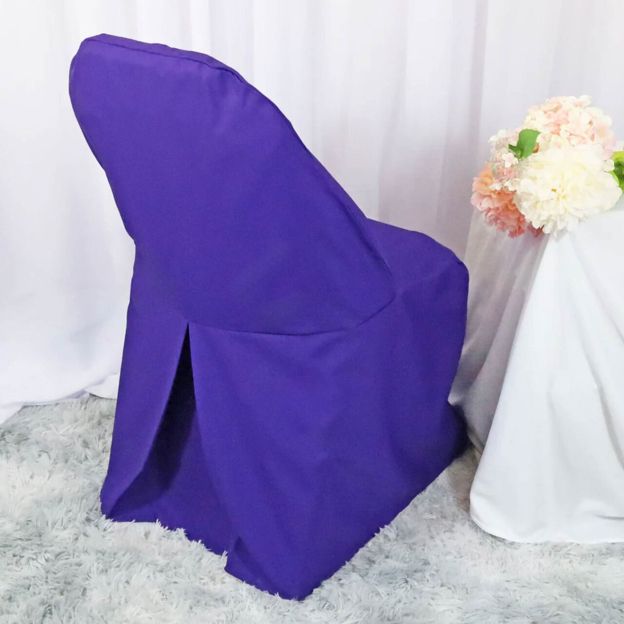 1 Piece Regency Purple Polyester Chair Cover Elegant Fit for Folding Chairs