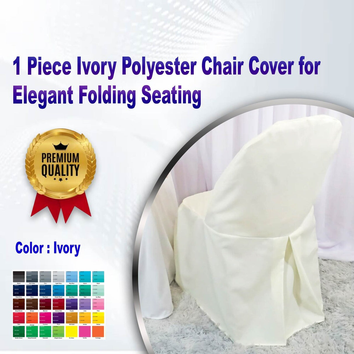 1 Piece Ivory Polyester Chair Cover for Elegant Folding Seating