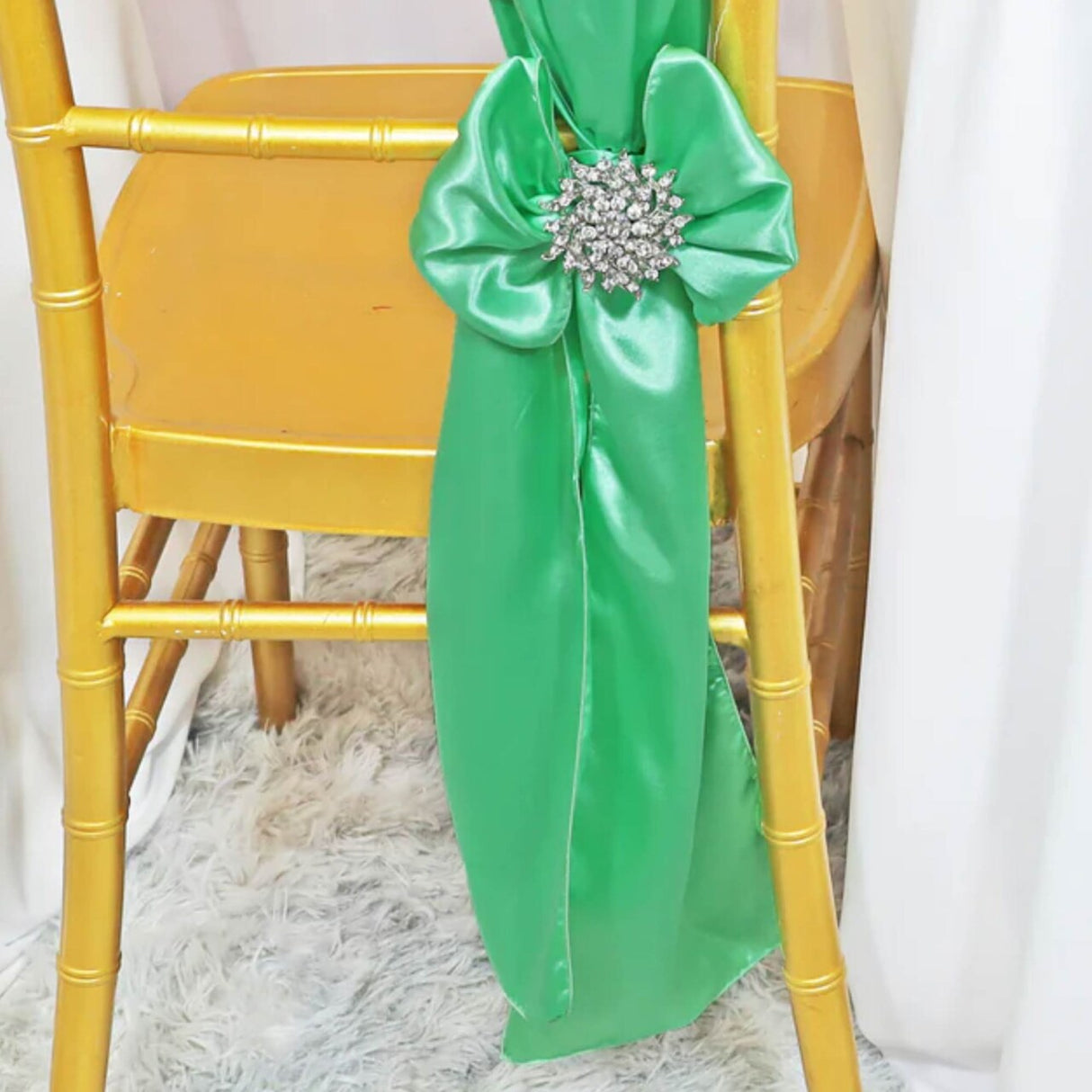 10 Pieces Sage Green Satin Chair Bands, 8"x108" Premium Event Sashes