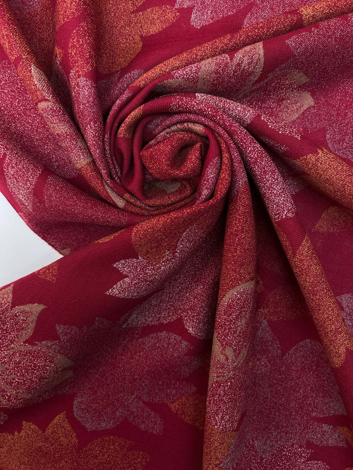 Italian Red Printed Wool Twill