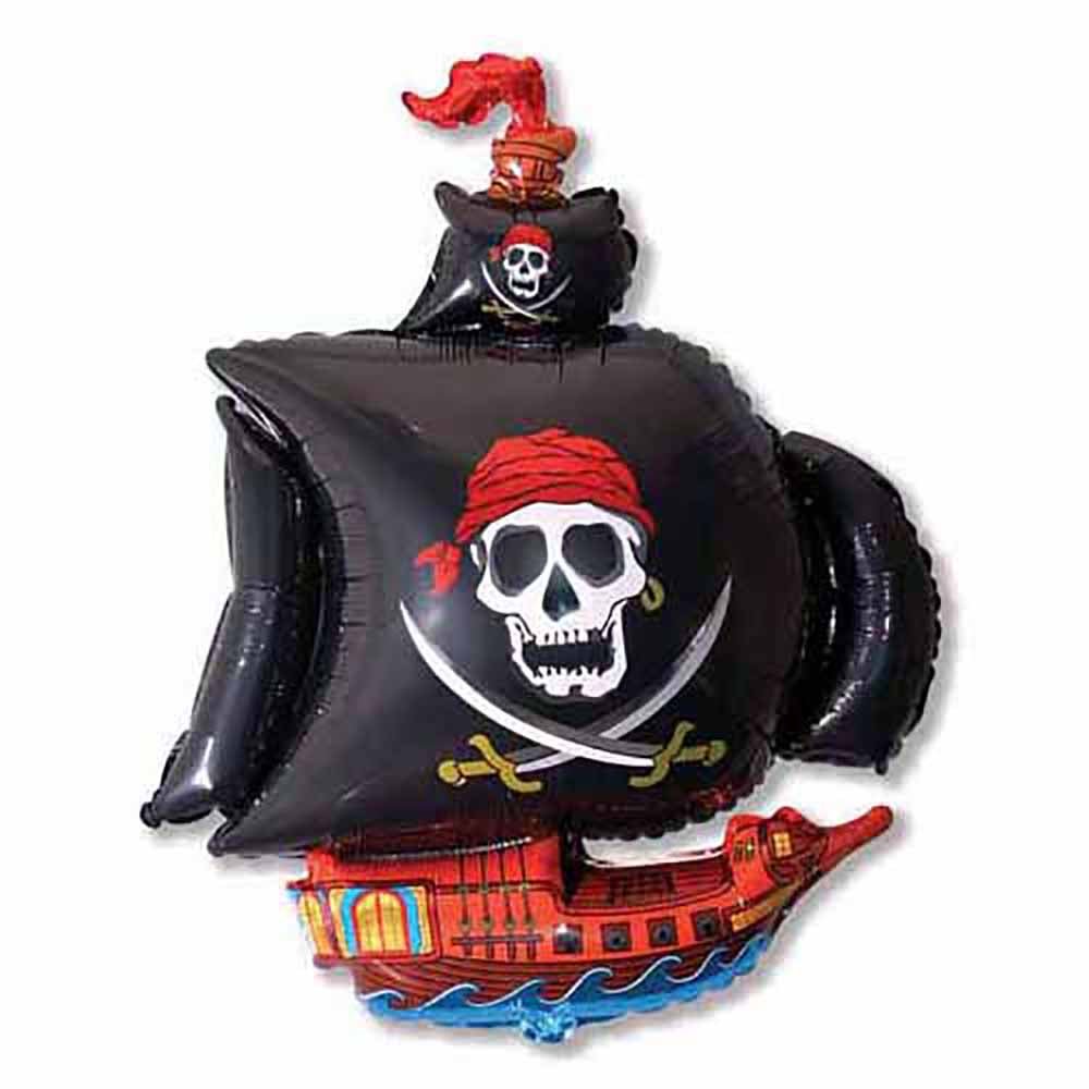 Pirate Ship Foil Balloon 41 Inch Black