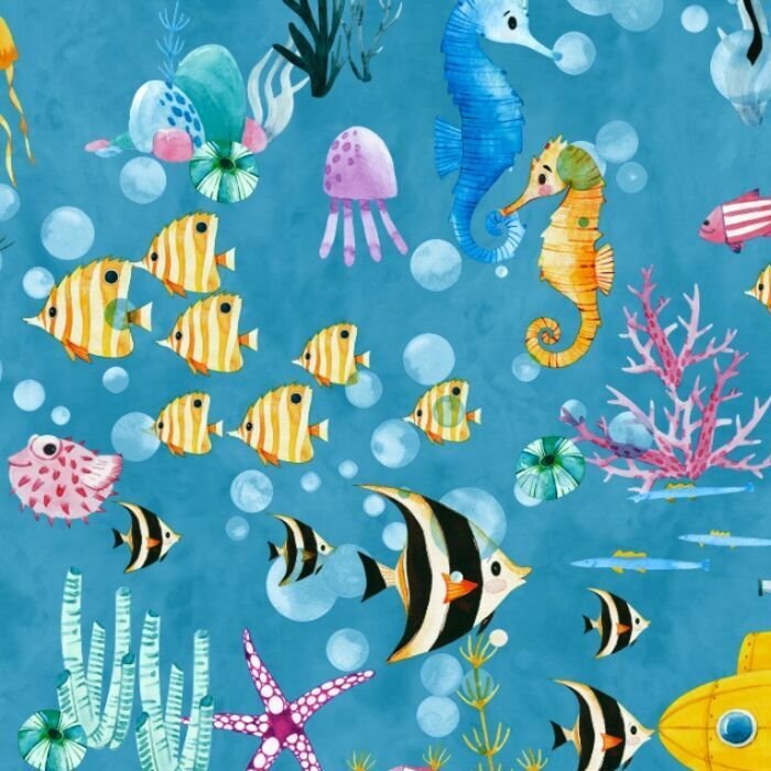 Printed Spandex Under The Water Ocean Swimwear Fabric
