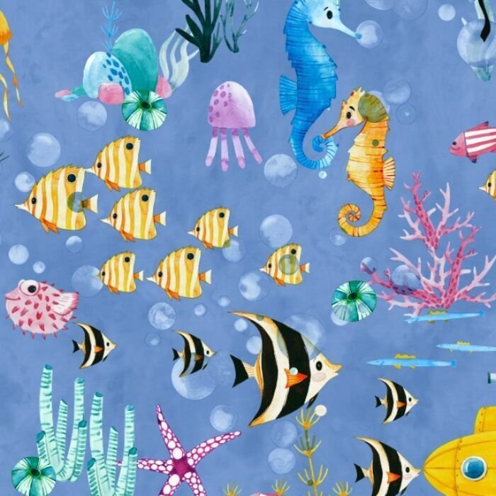 Printed Spandex Under The Water Ocean Swimwear Fabric
