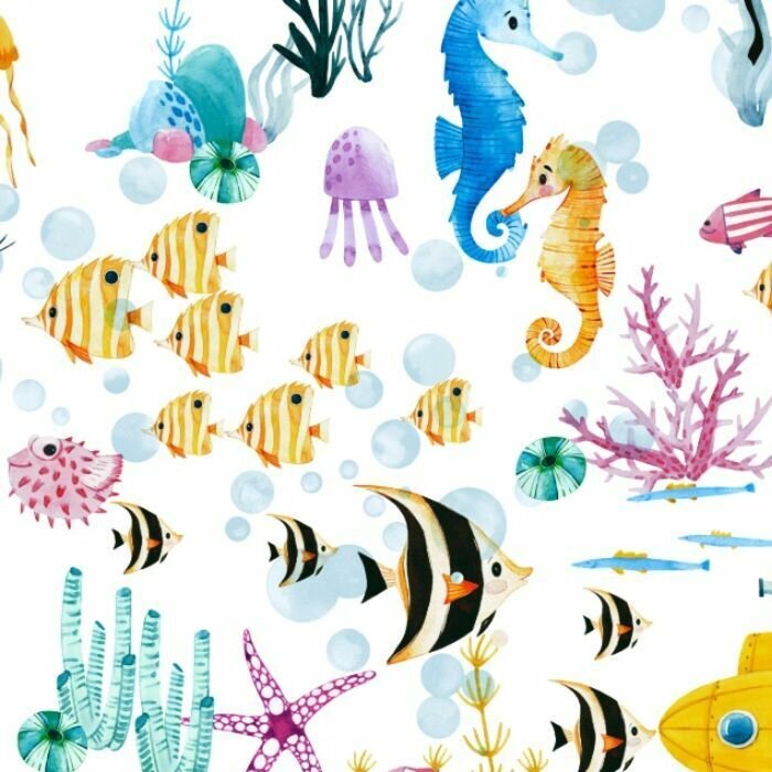 Printed Spandex Under The Water Ocean Swimwear Fabric