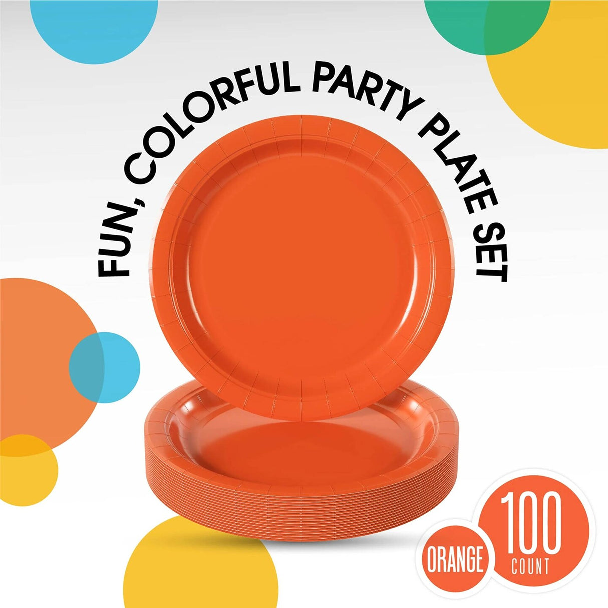100 Count Orange Paper Plates 9 Inch Heavy Duty Disposable Plates for Parties and Events