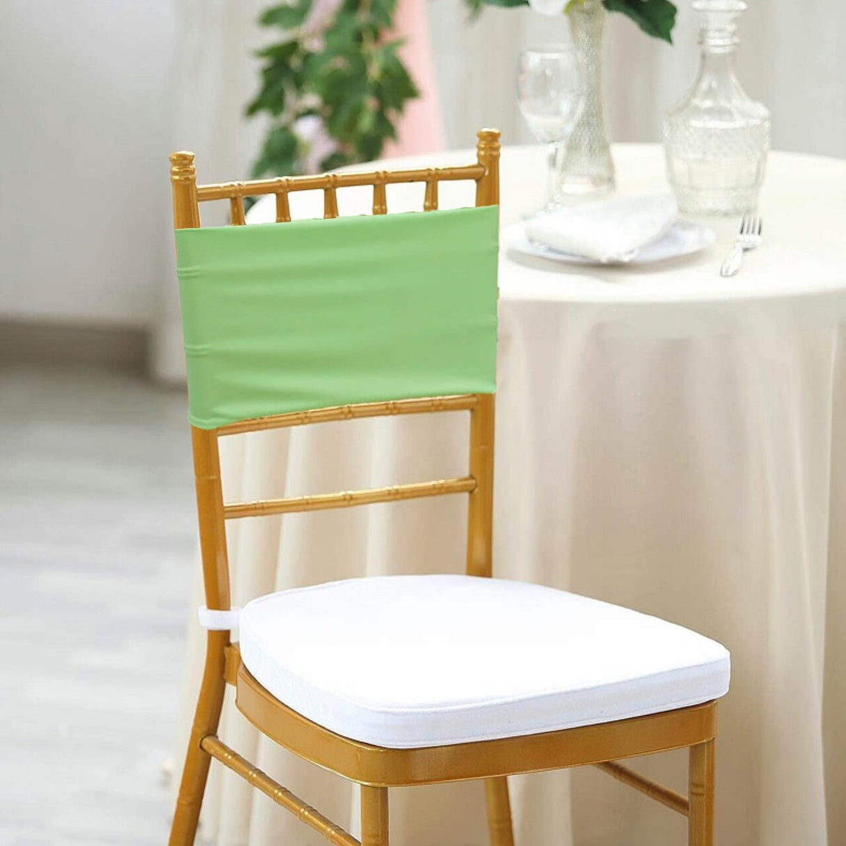 10 Pieces Soft Mint Green Stretch Spandex Chair Bands 7 x 13 Inches