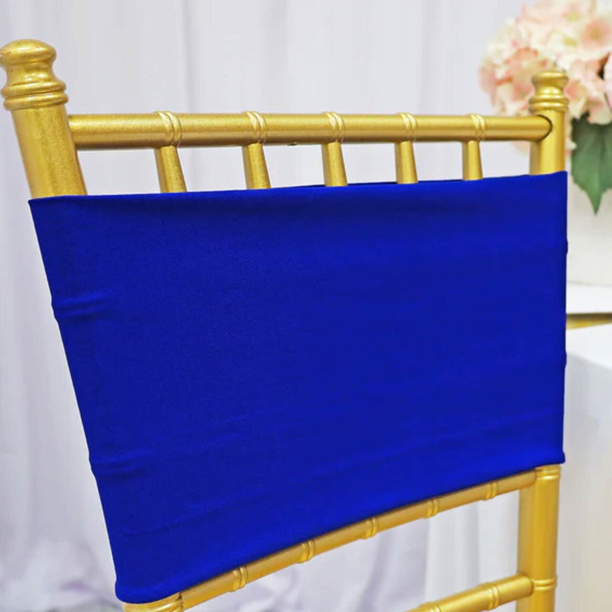 10 Pieces Royal Blue Spandex Chair Bands for Banquet Chairs 7 x 13 Inches