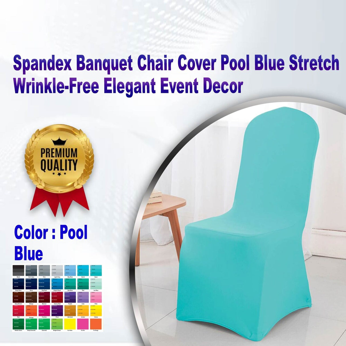 1 Piece Spandex Banquet Chair Cover Pool Blue Stretch Wrinkle Free Elegant Event Decor