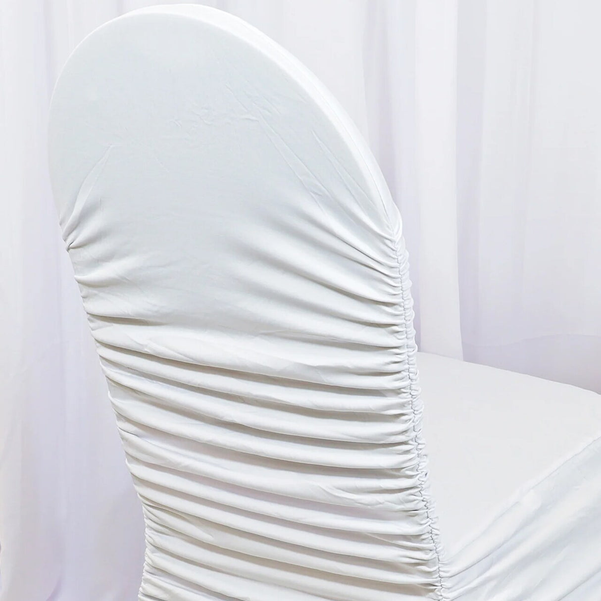 1 Piece White Rouge Spandex Chair Cover, Elegant Ruffled Banquet Stretch Fit