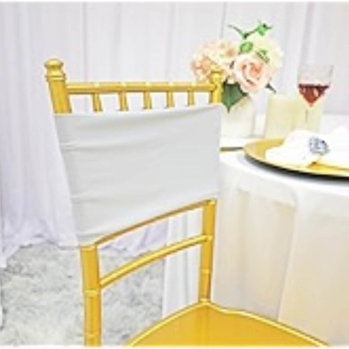 10 Pieces White Embossed Spandex Chair Bands 7.5"x13" Durable Banquet Decor