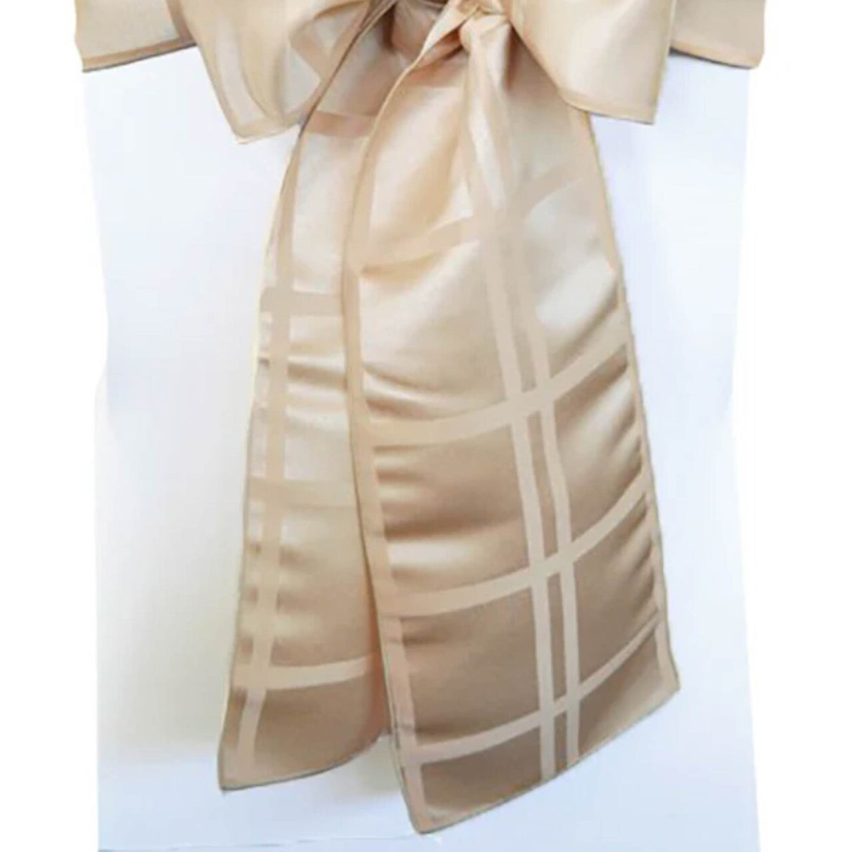 10 Pieces Champagne Plaid Jacquard Polyester Chair Sashes 7.5"x108" for Classic Event Decor