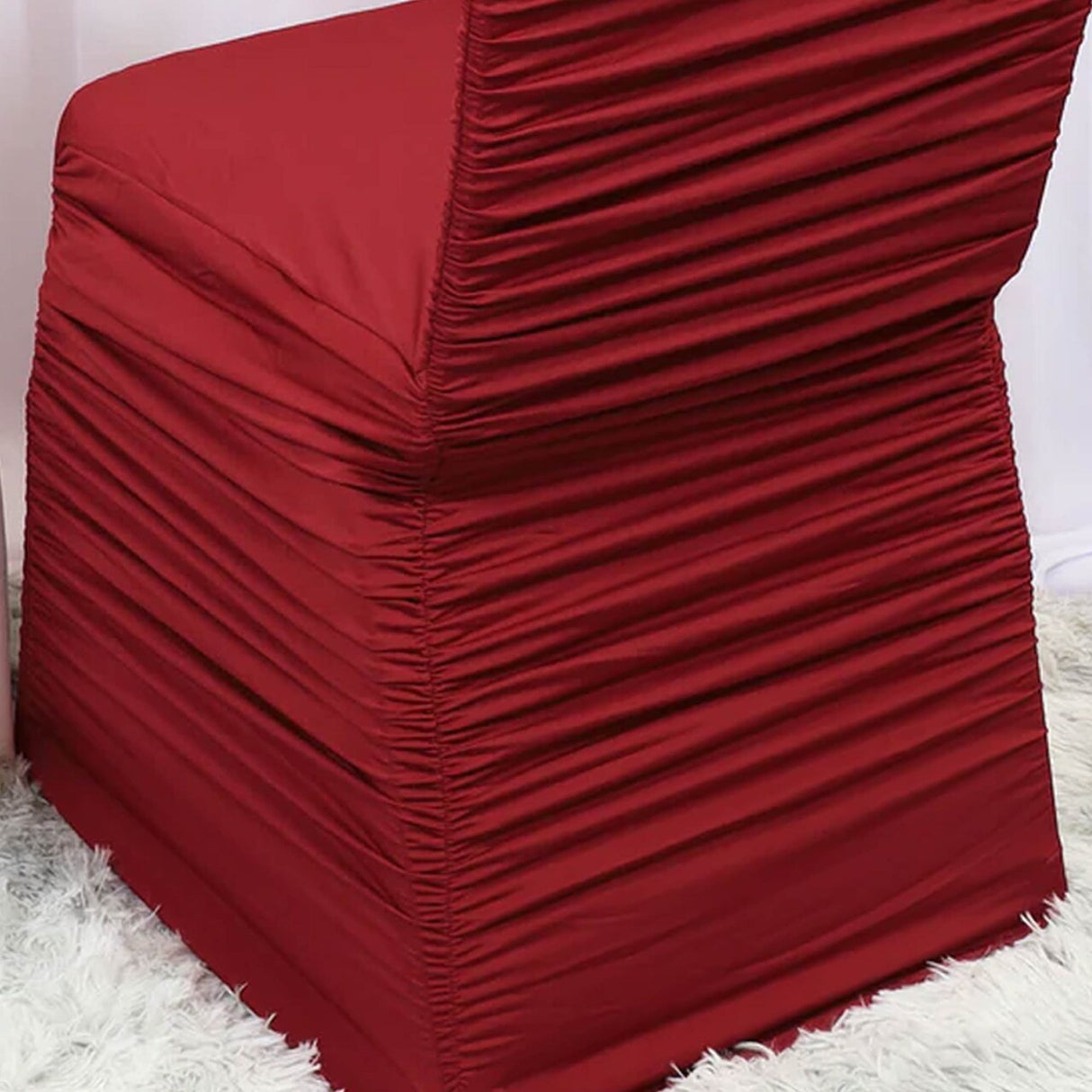 1 Piece Apple Red Rouge Chair Cover, Elegant Ruffled Spandex Banquet Fit