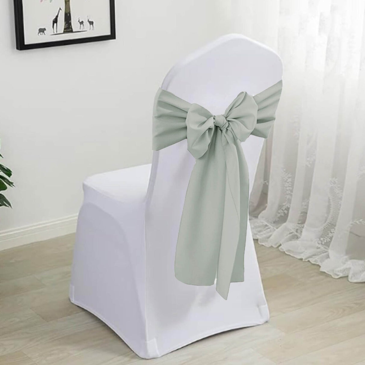 10 Pieces Silver Polyester Chair Sashes 8"x108" Elegant Wrinkle Resistant Finish