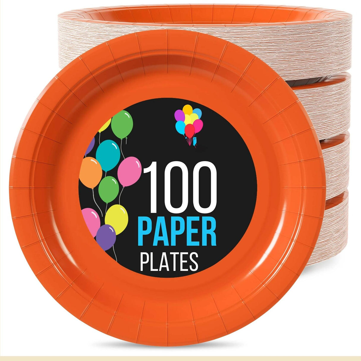 100 Count Orange Paper Plates 7 Inch Durable Disposable Supplies for Parties