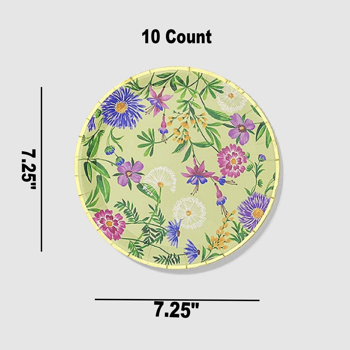 10 Count Wildflowers Small Paper Plates 7.25 Inch Floral Party Plates for Spring and Events