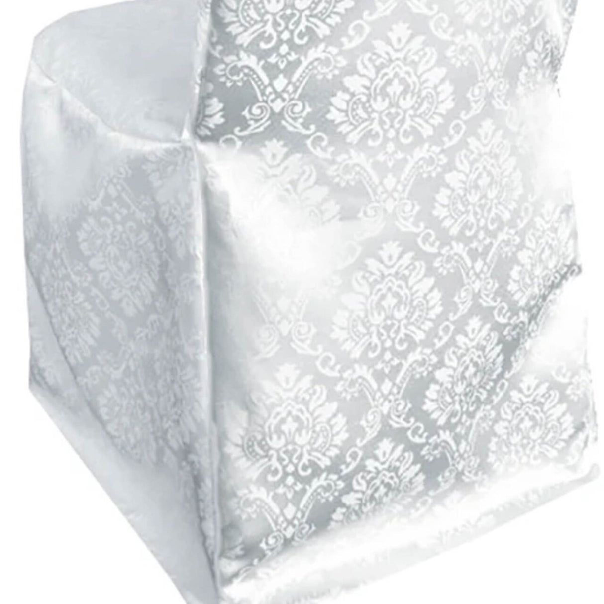 1 Piece Marquis Damask Jacquard Polyester Chair Cover White