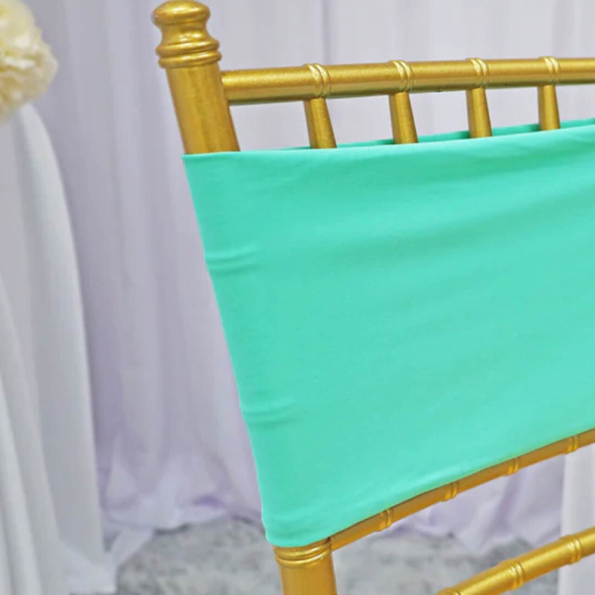 10 Pieces Bright Tiff Blue Or Aqua Blue Spandex Chair Bands 7 x 13 Inches