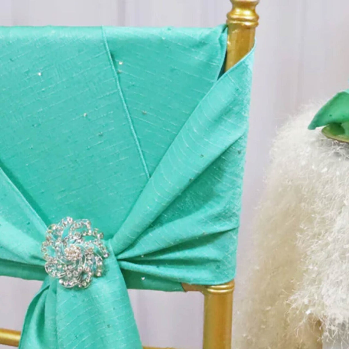 10 Pieces Tiff Blue or Aqua Blue Sequin Burlap Chair Sashes, 8"x108" Aqua Rustic Glam Decor