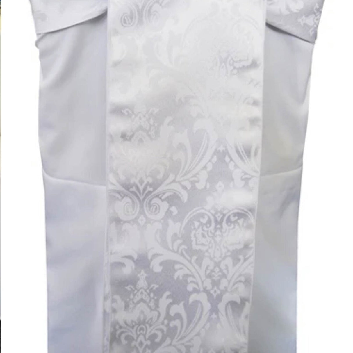 10 Pieces Classic White Floral Damask Jacquard Chair Sashes 7.5 x 108 Inches