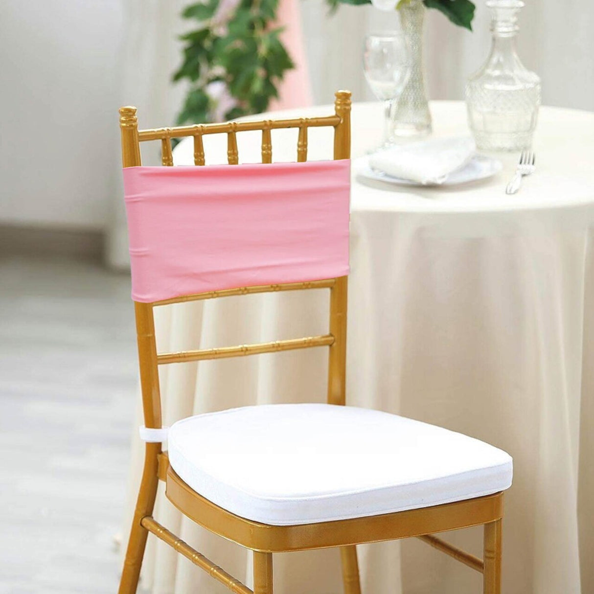 10 Pieces Stretchy Soft Pink Spandex Chair Bands 7 x 13 Inches