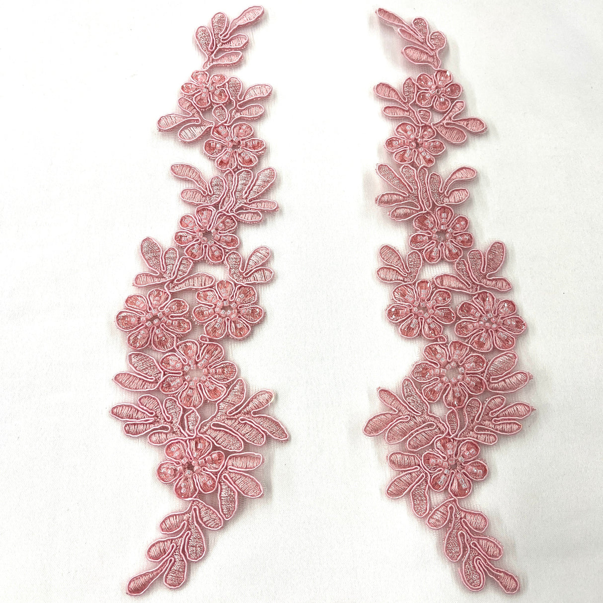 Beaded Corded Floral Lace Applique
