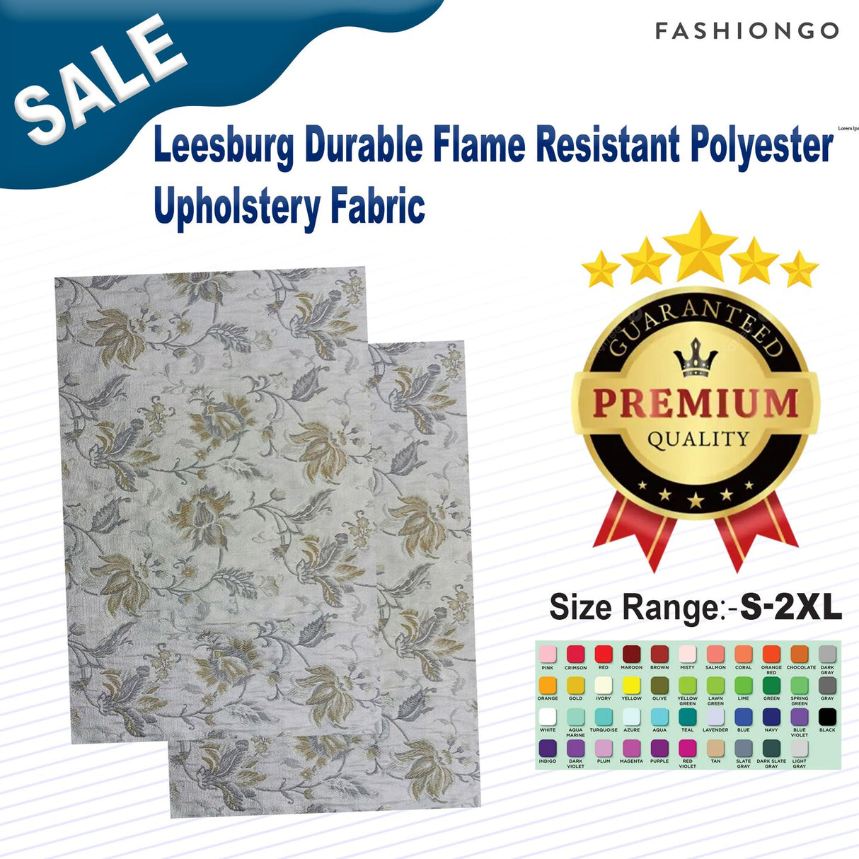 1 Yard Leesburg Durable Flame Resistant Polyester Upholstery Fabric