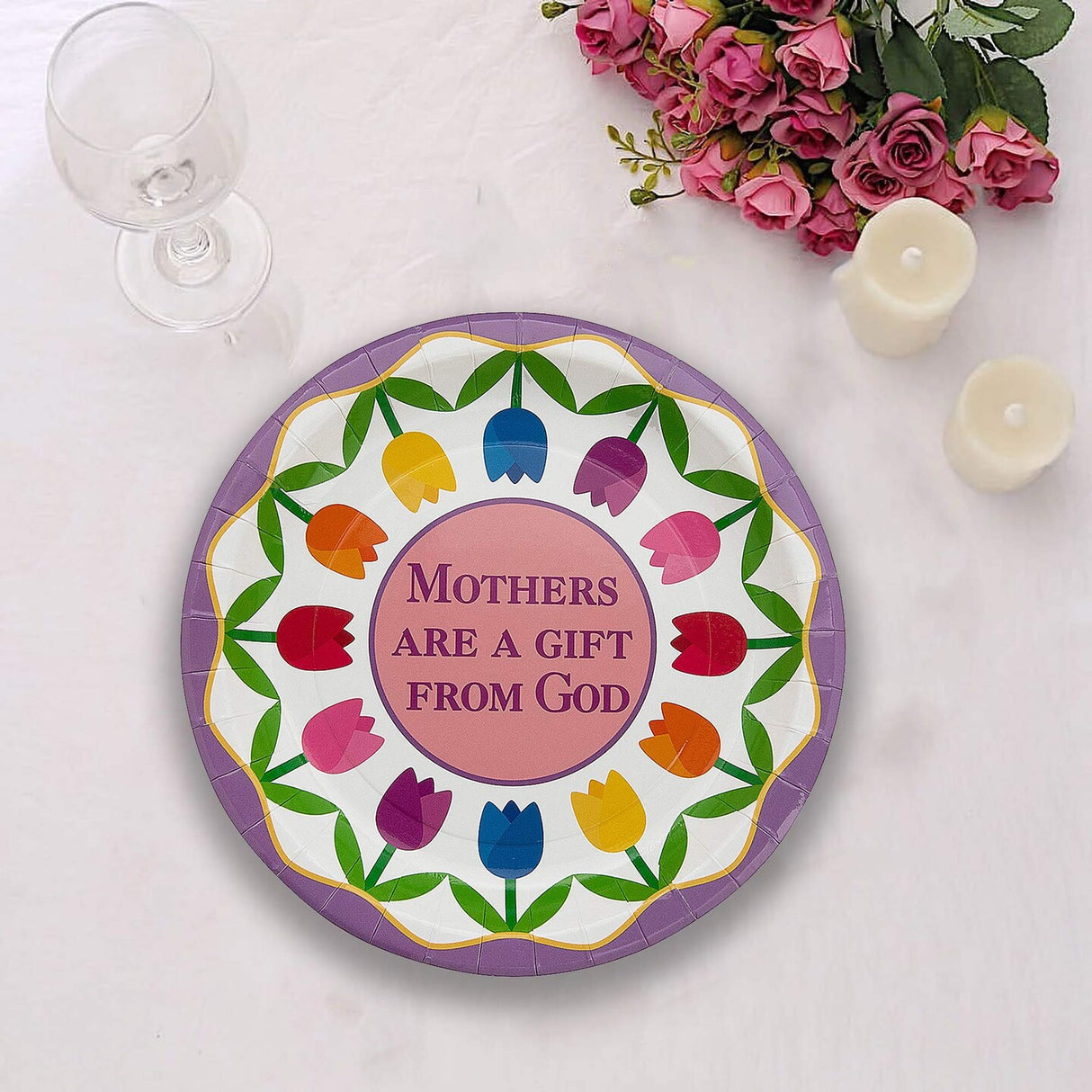 8 Count Mother’s Day Mothers Are a Gift From God Paper Dessert Plates 7"