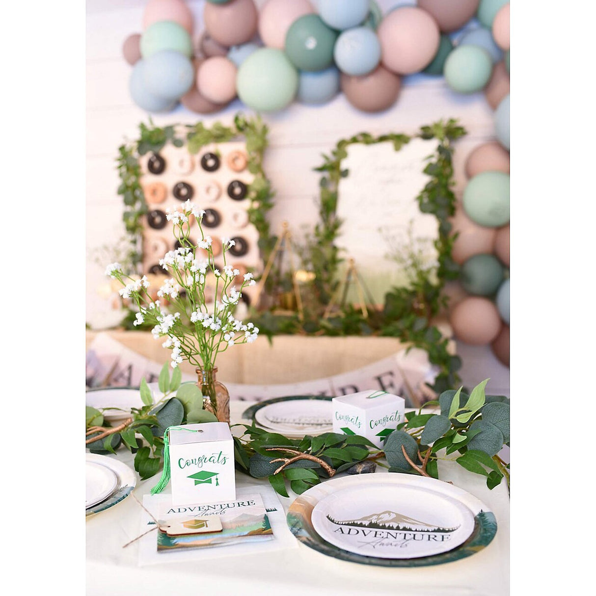 8 Ct. Adventure Awaits Paper Dessert Plates 7 1/4" Alpine Mountain Graduation Party Plates