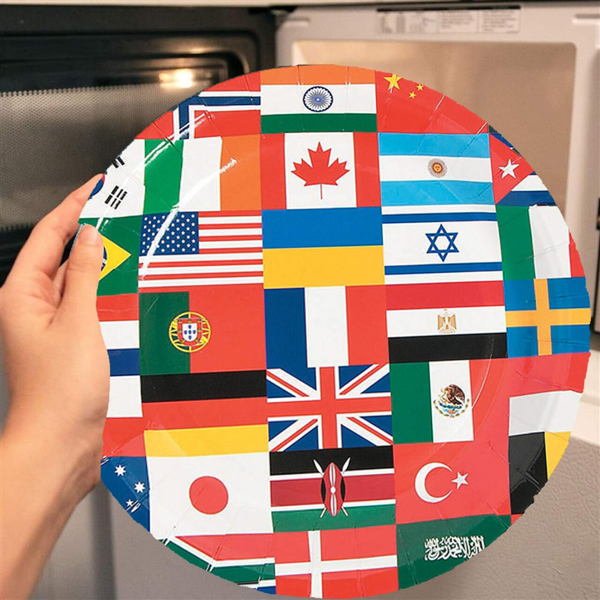 8 Ct. Flags of All Nations Paper Dessert Plates 7" International Party Plates