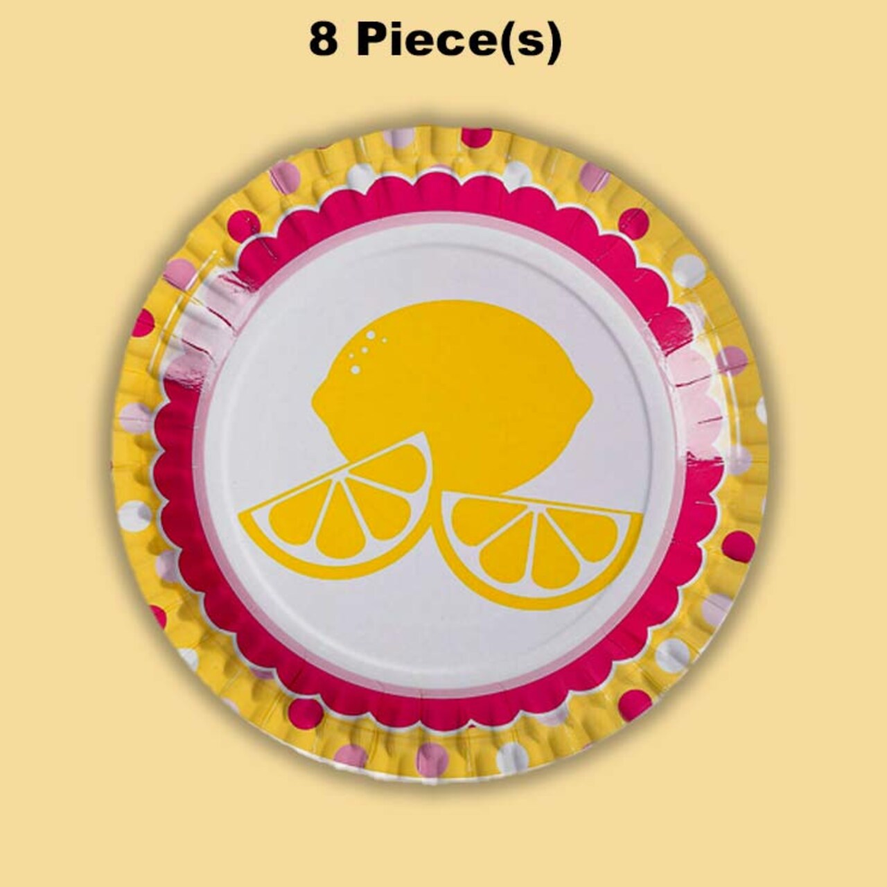 8 Ct. Lemonade Party Dinner Plates Bright Citrus Summer Theme