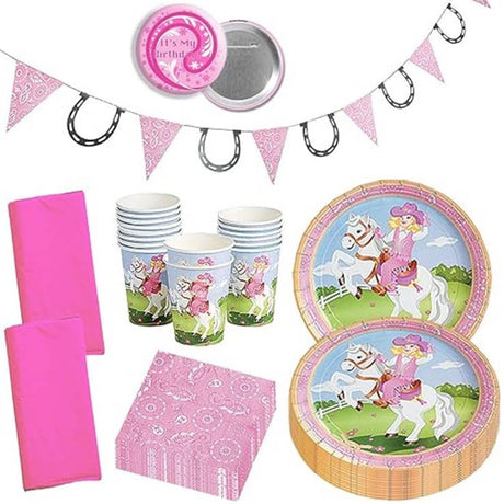 8 Ct. Pink Cowgirl Party Paper Dinner Plates Western Rodeo Theme Tableware