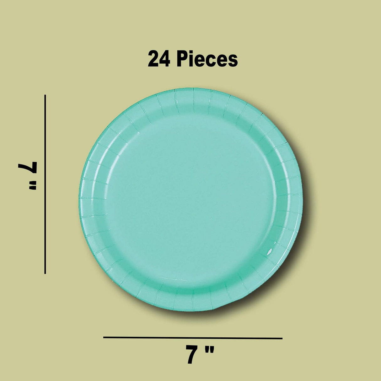 24 Count Fresh Mint 7" Paper Dessert Plates Perfect for Parties Weddings Showers