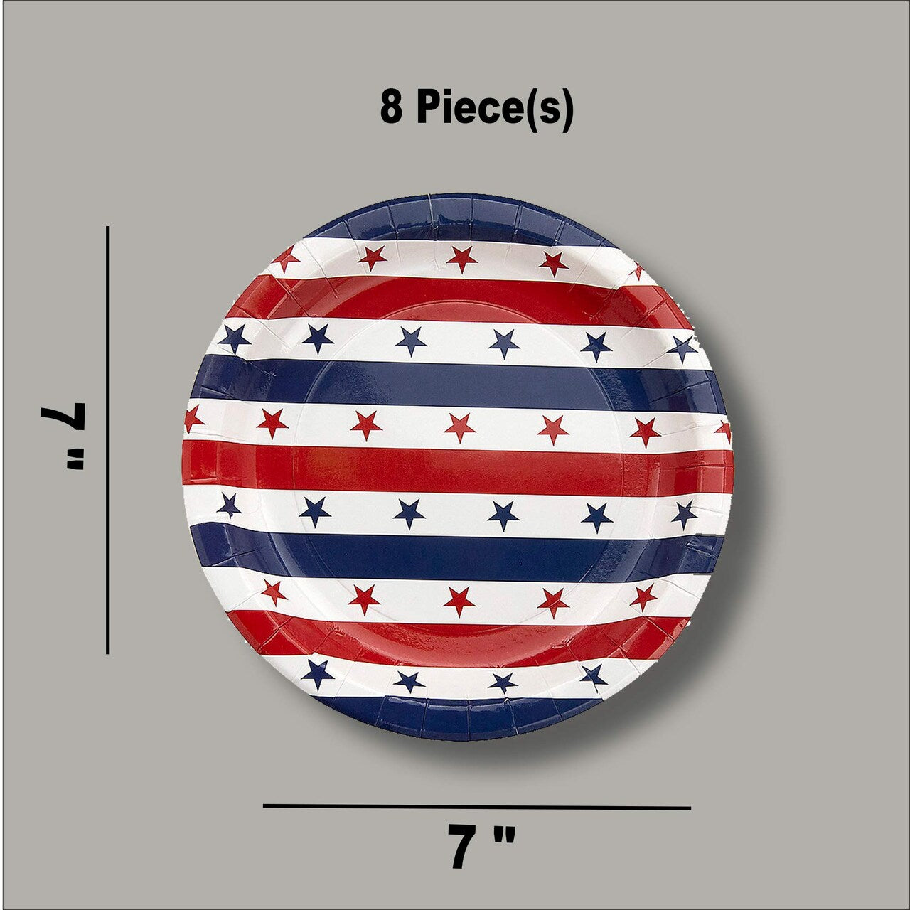 8 Ct. Patriotic Star Dessert Plates 7" Disposable Paper Plates Red White Blue Party Tableware