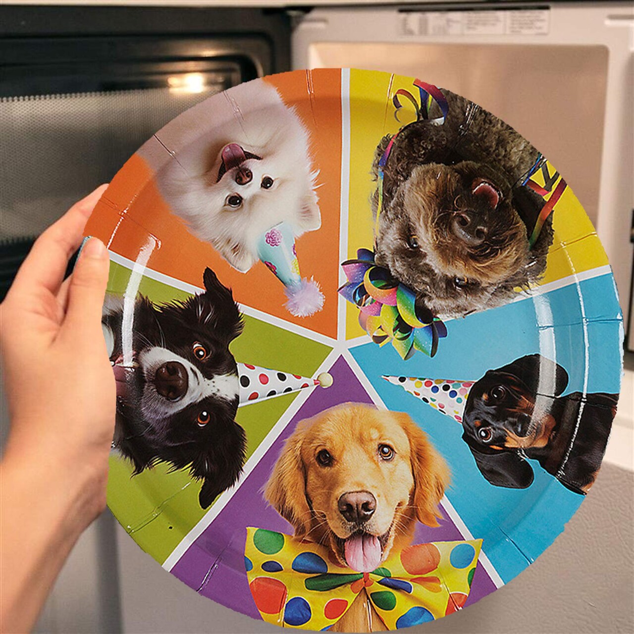 8 Ct. Birthday Puppy Dessert Plates 7 1/4" Disposable Paper Plates Cute Dog Party Tableware