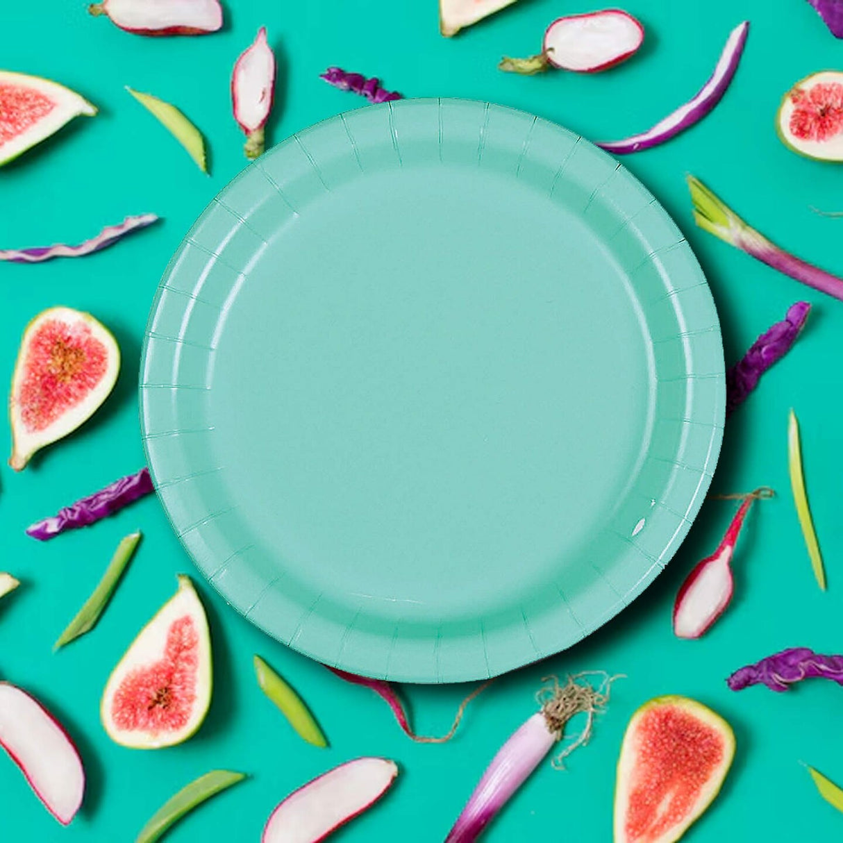 24 Count Mint Solid Color Round Paper Plates 7 Inch Dessert Tableware for Events