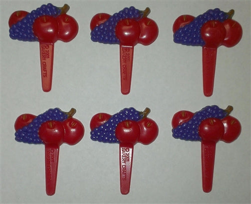 2" Grape & Apple Cupcake Picks - 6 Pack