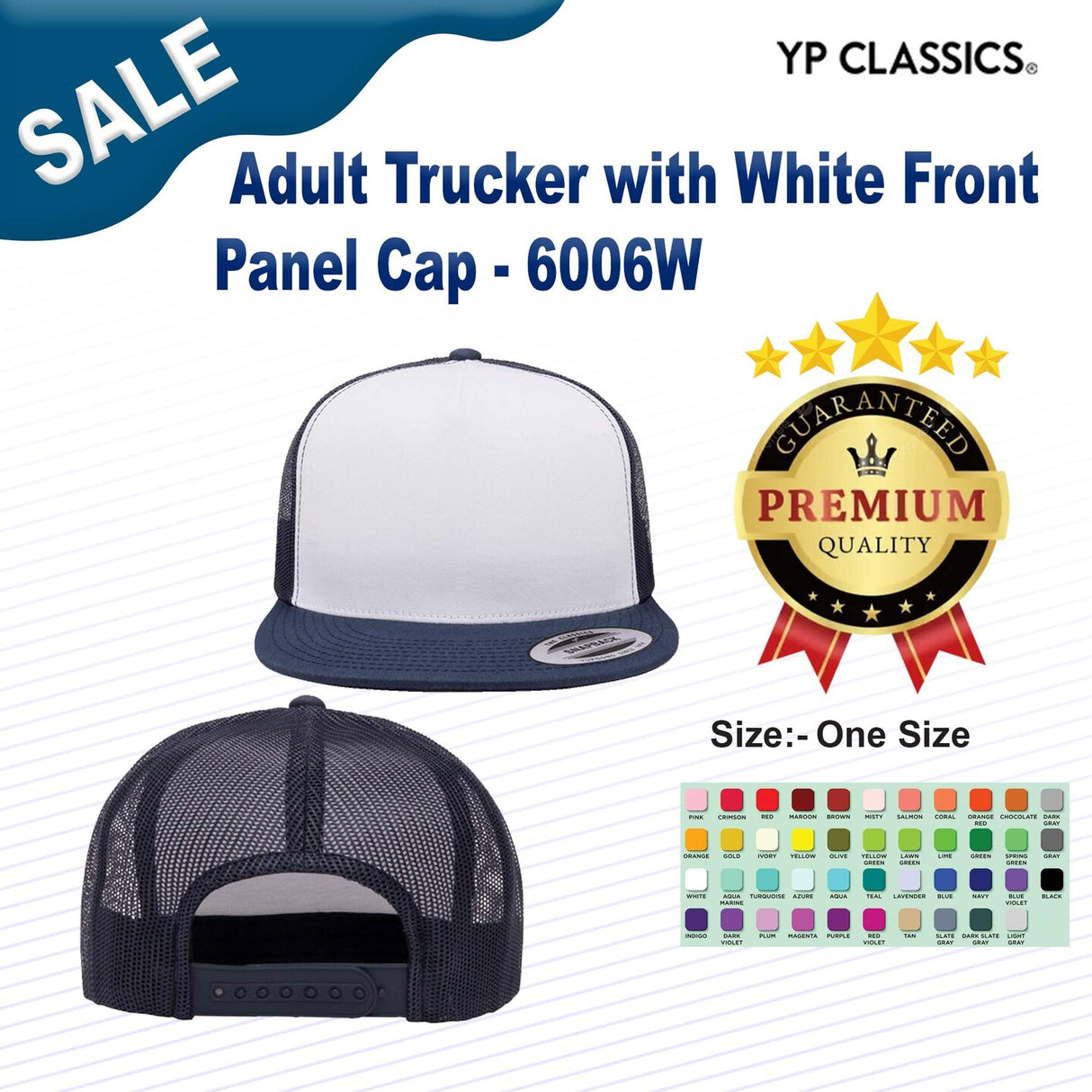 YP Classics® Adult Trucker with White Front Panel Cap