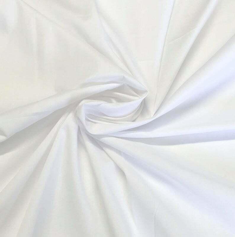 Solid Poly Cotton White Lining Fabric - White, 58"/60" Width (1 Yard)