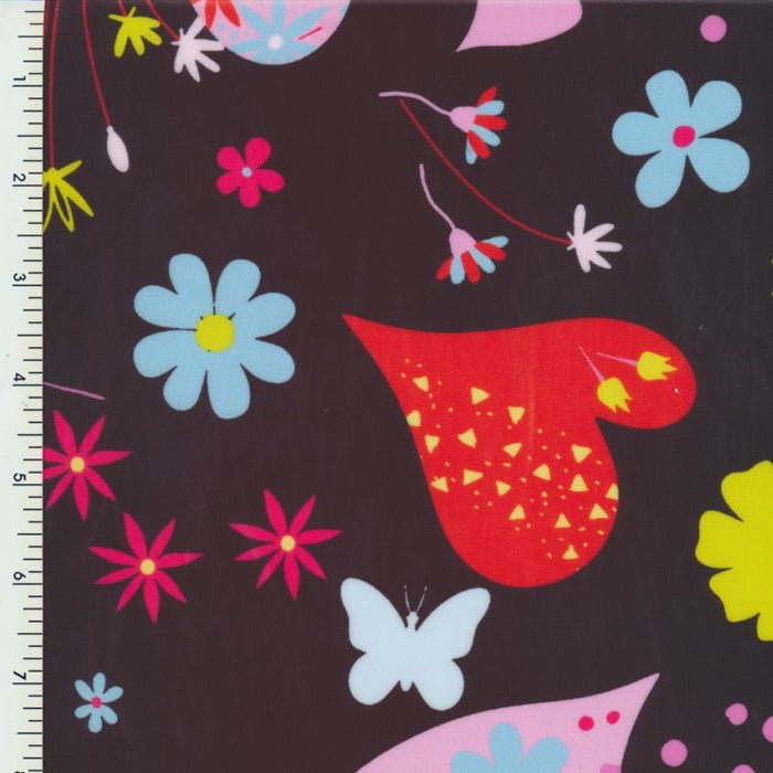 Printed Spandex Dancing Hearts Poly Spandex