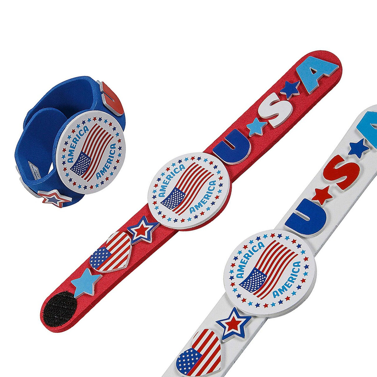 8" x 1 3/4" Patriotic Red, White & Blue Bracelet Foam Craft Kit Makes 12