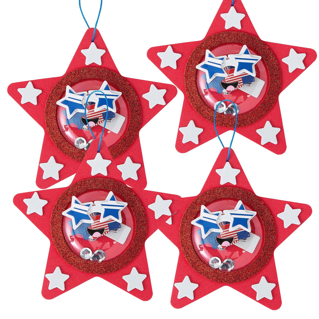 5 3/4" x 5 1/4" Patriotic Star Shaker Ornament Craft Kit Makes 12