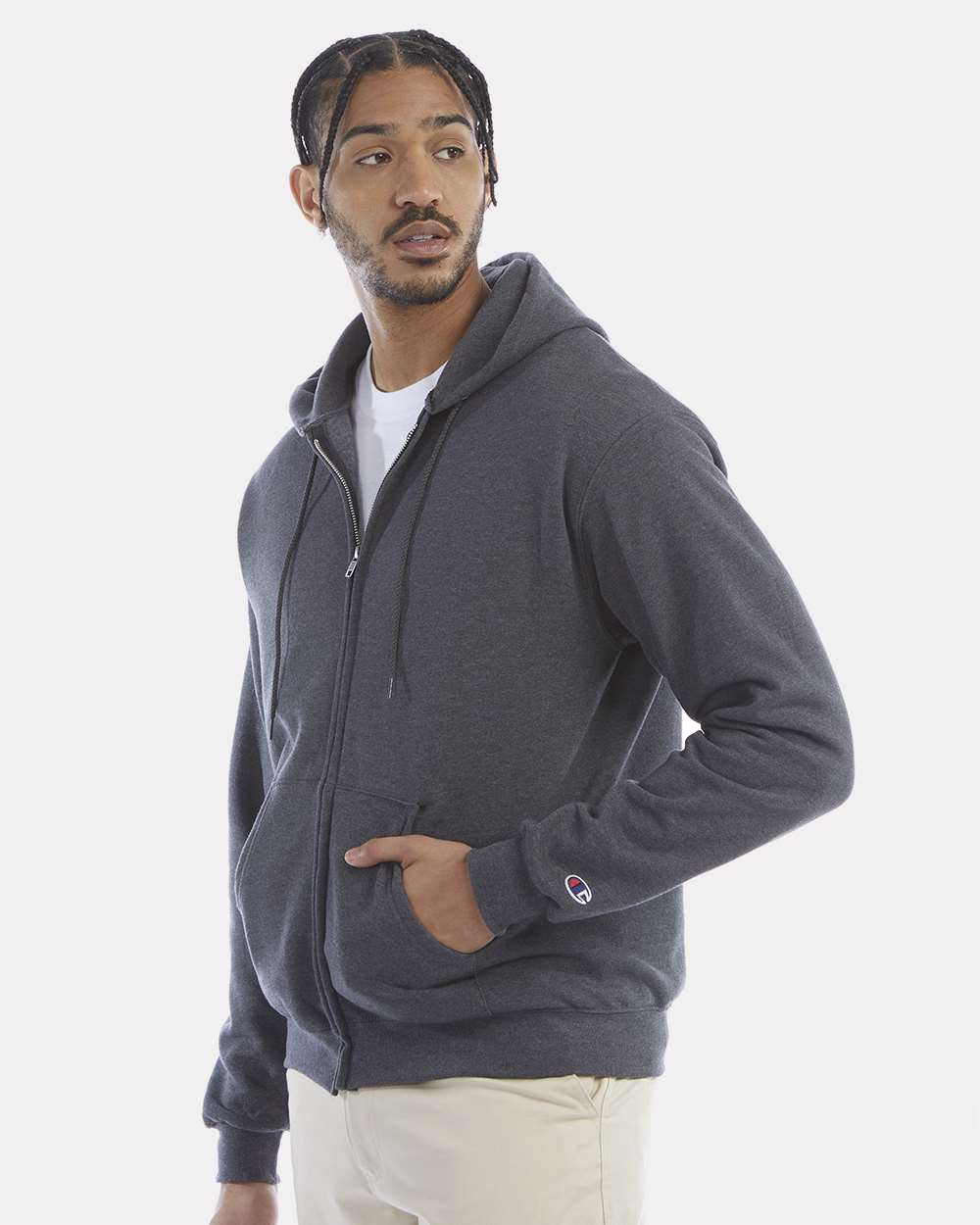 Champion® Powerblend Full-Zip Hooded Sweatshirt