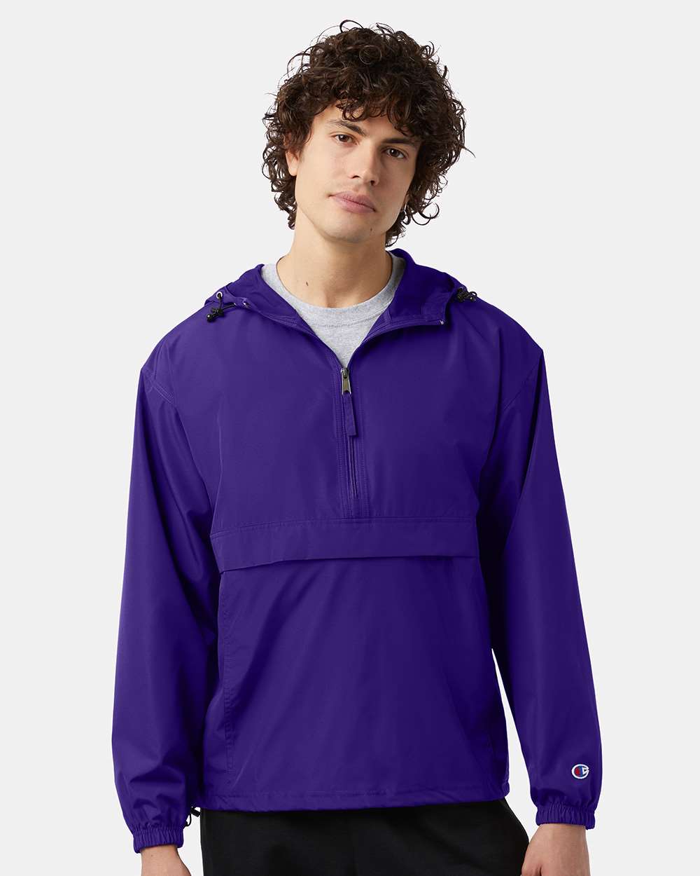 Champion® Hooded Packable Quarter-Zip Jacke