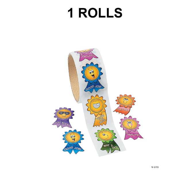 2" Motivational Smile Face Multicolor Paper Sticker Roll 100 Pieces