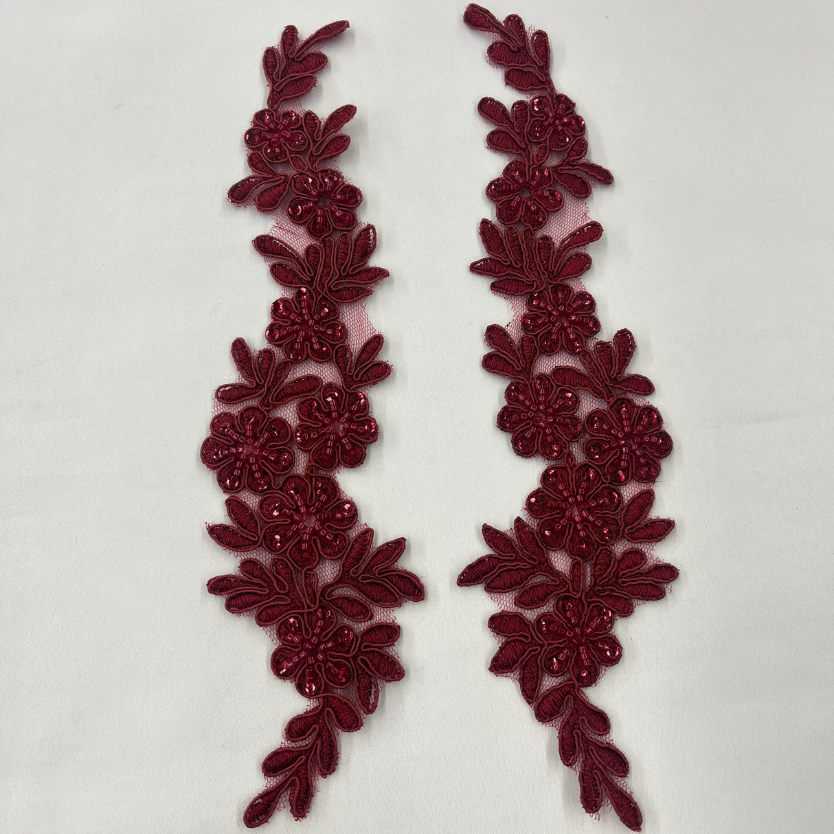 Beaded Corded Floral Lace Applique